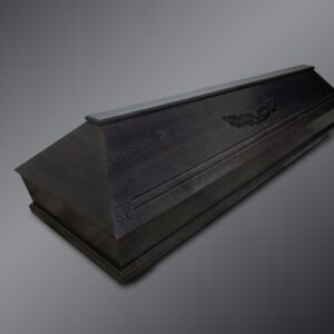 Klasisks priedes koka zārks ar ozola lapiņām