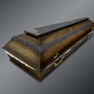 Priedes koka zārks ar dekoratīviem akmentiņiem