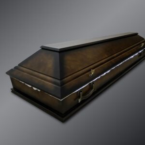 Tumšs priedes koka zārks